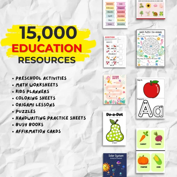 Kids Learning & Classroom Activities Bundle, Teachers Parents Worksheets For Kids, DFY Digital Product. - Image 3